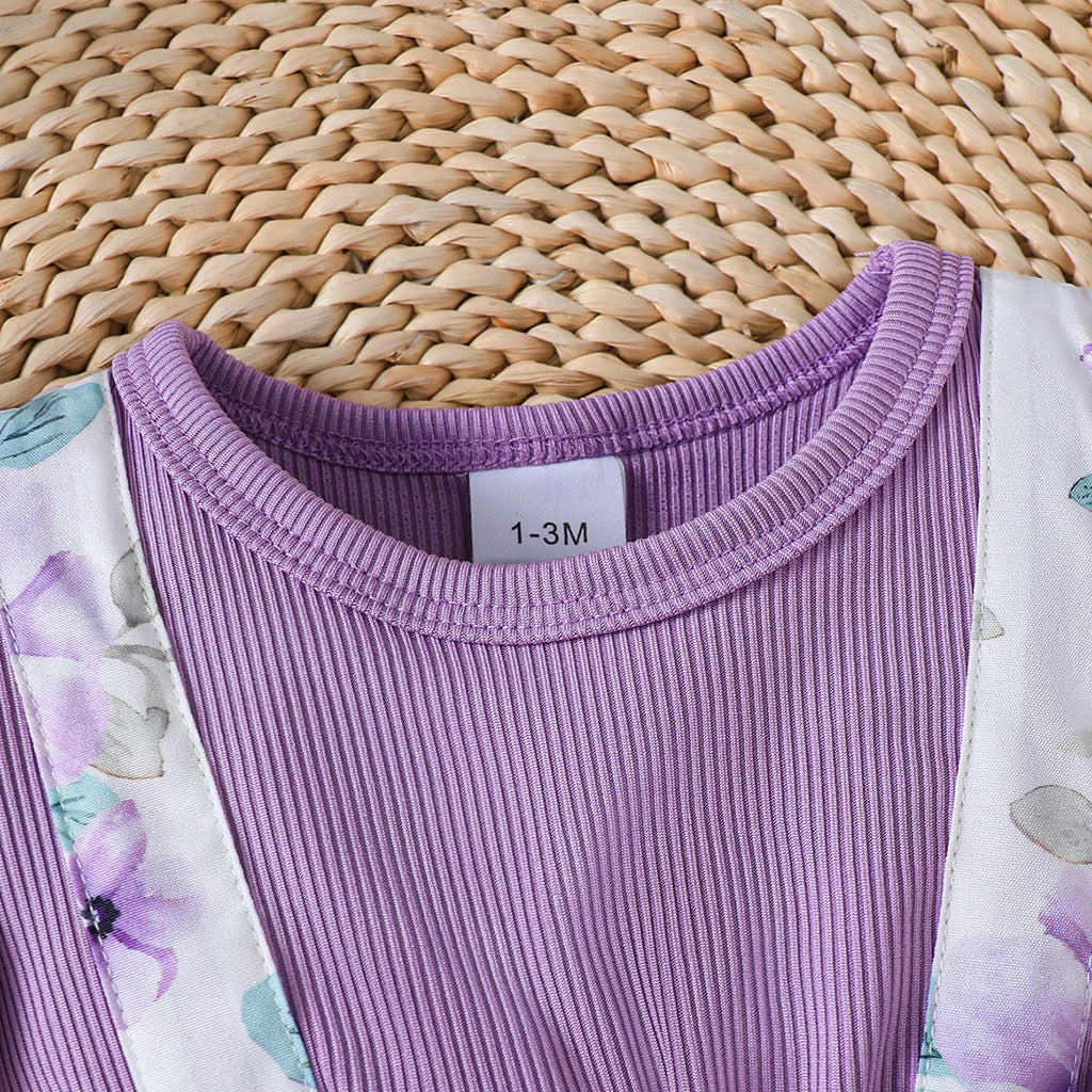 Baby girl 2-Piece Purple printed Bow Jumpsuit+Headband 0-18 Months Baby girl Summer Fashion Jumpsuit  Baby crawling suit