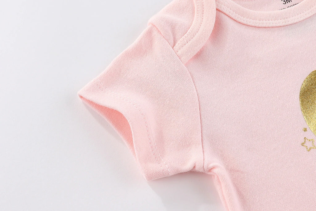 Kiddiezoom 6-Pack Cartoon Cute Baby Bodysuits Summer Short Sleeve Newborn Boy Girl Onesies 0-12 Months Infant Unisex Clothes