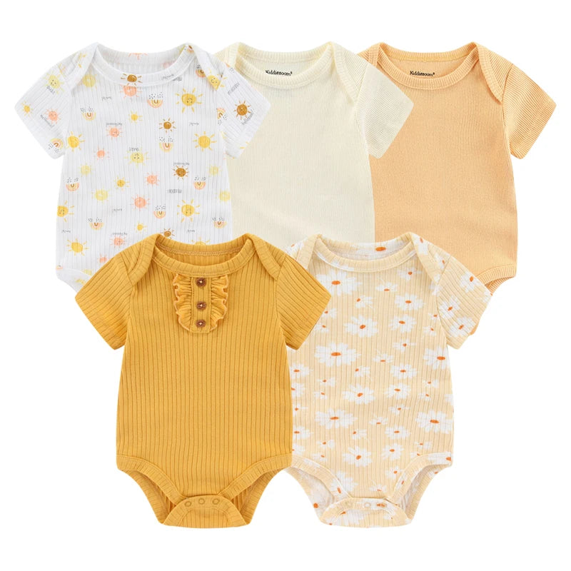 Four Seasons Unisex Infant Bodysuits Set 3 4 5 Pcs Cartoon Print Newborn Onesies
