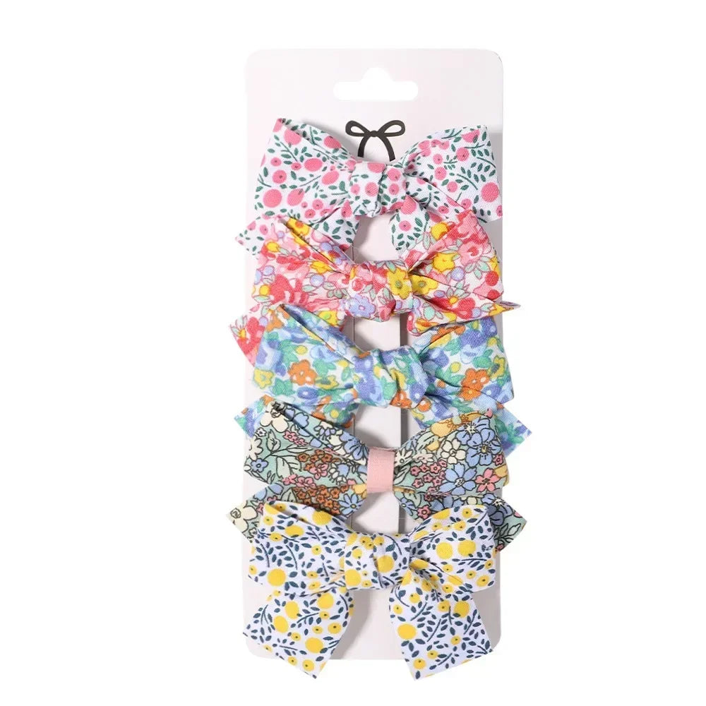 Mini Baby Girl Hair Clips Set 5Pcs Floral Bow Bunny Princess Hairpins for Toddler Girls