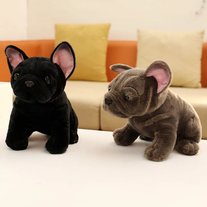 Hot 28cm Bulldog Plush Toy Realistic Stuffed Animals Black Grey Bulldog Plush Lifelike Pet Dog Soft Doll Gift