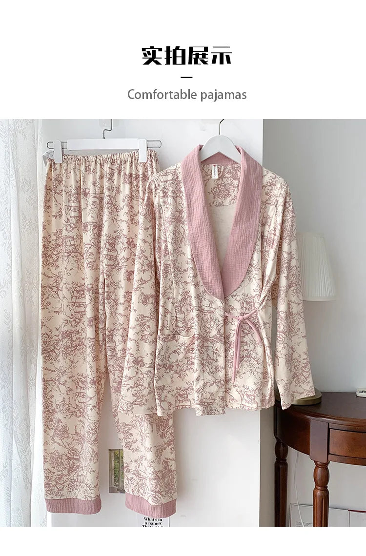 Pure Cotton Maternity Nightie For Pregnant Breastfeeding Clothes 	Sleepwear Autumn V-Neck Pajamas For Nursing Mothers