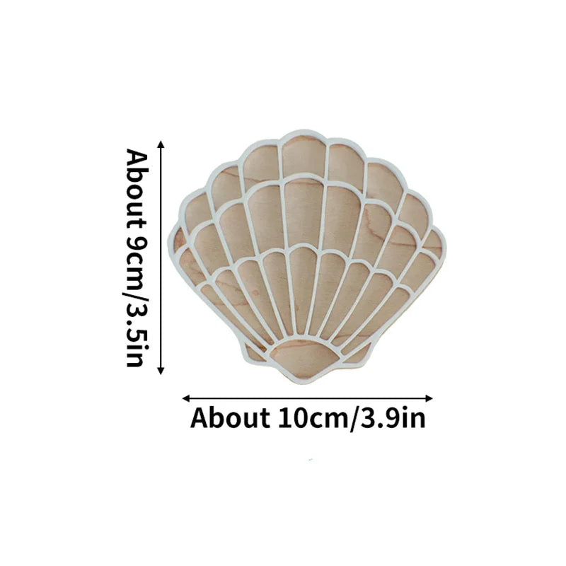 Bohemian Wooden Acrylic Shells and White Mermaid Home Decor Room Background Wall, Nautical Theme Shell Wall Decor for Boys and Girls Room.