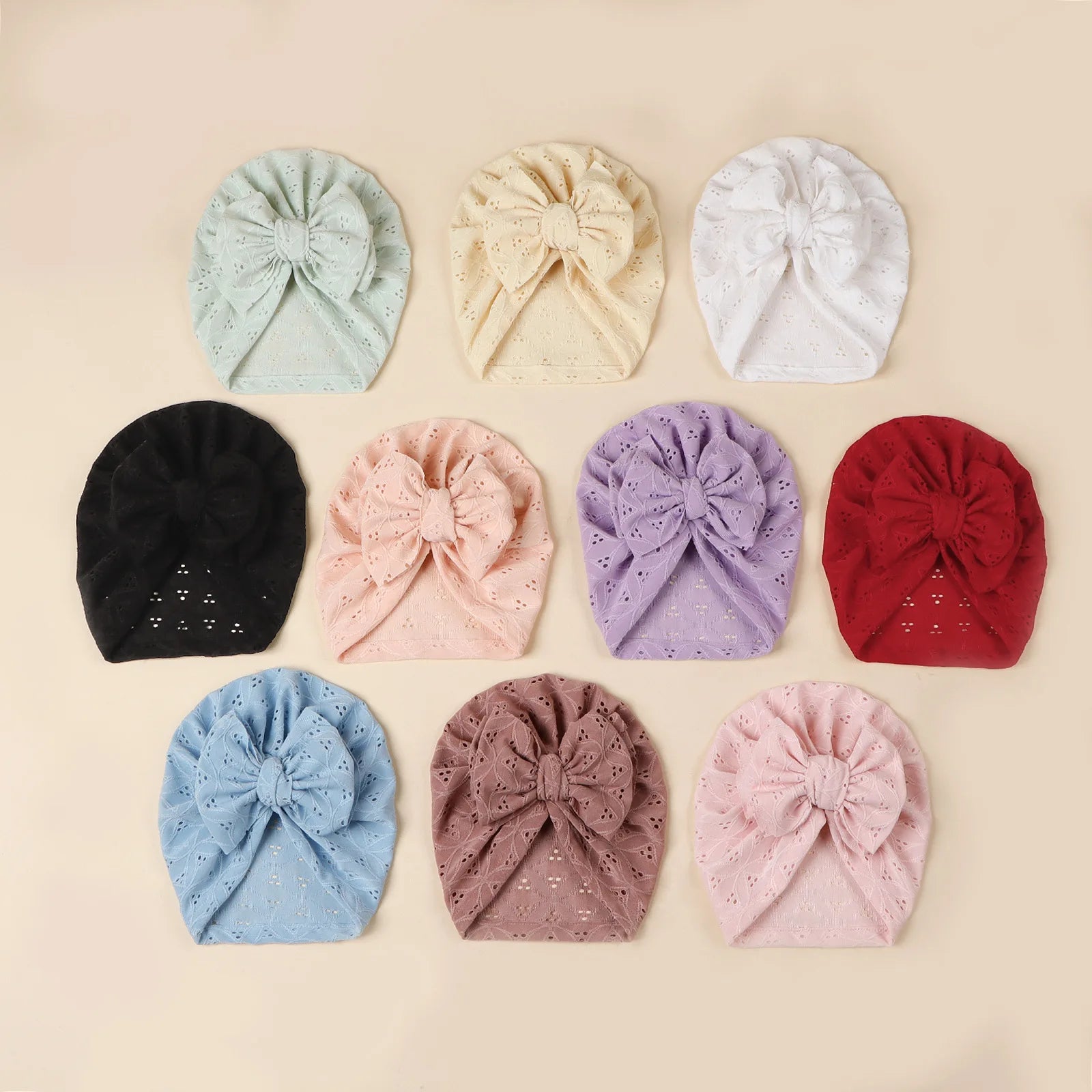 Double Layer Soft Knit Newborn Beanie Big Bow Hollow No Brim Infant Girls Pullover Hat Baby Photo Props Head Cap