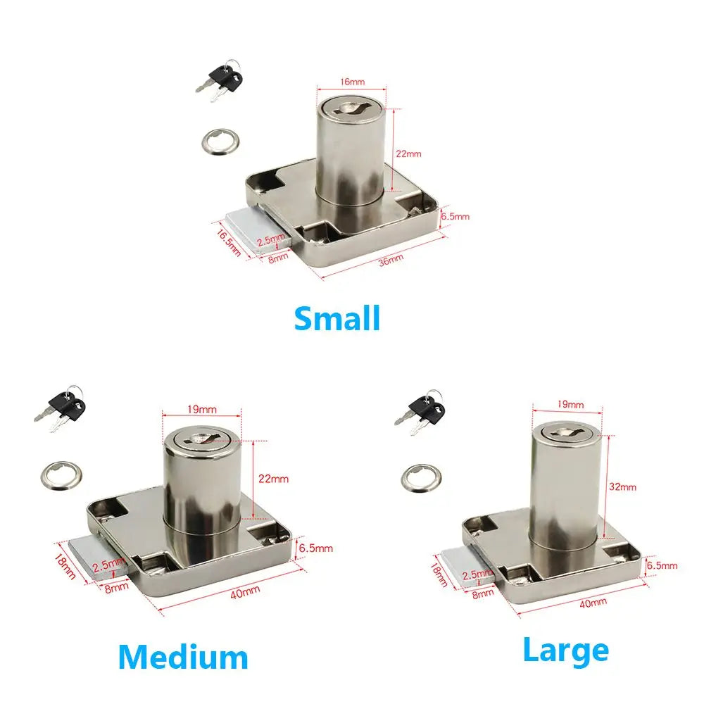 Office Burglarproof Zinc Alloy Cabinet Locker Wardrobe 2 Keys Drawer Lock