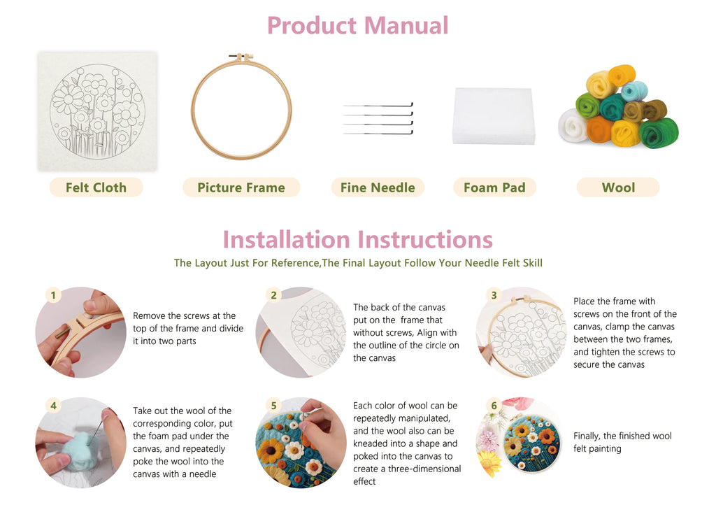 GATYZTORY DIY Wool Painting Kit With Frame Felting Needles Handmade Picture Kit Hot Air Balloon For Home Decors Crafts Gift