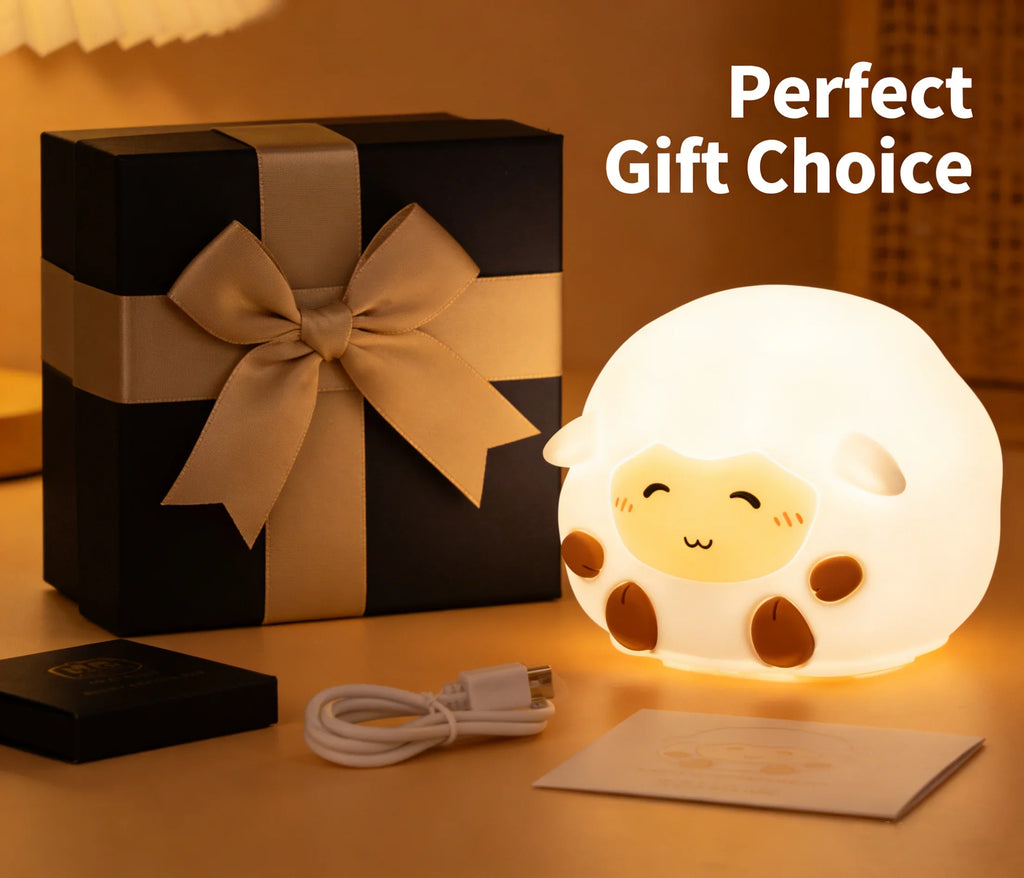 Cute Silicone Sheep Patting LED Night Light USB Rechargeable Dimmable Eye-Friendly Lamp for Kids Bedroom Decor Birthday Gift