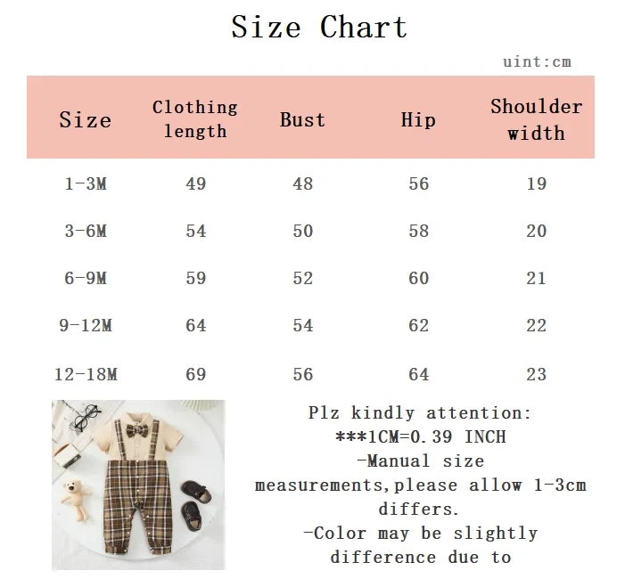 Newborn Baby boy Jumpsuit Small Gentleman Style color Blocked checkered Jumpsuit for 0-18 Month Baby boy Summer Birthday Parties