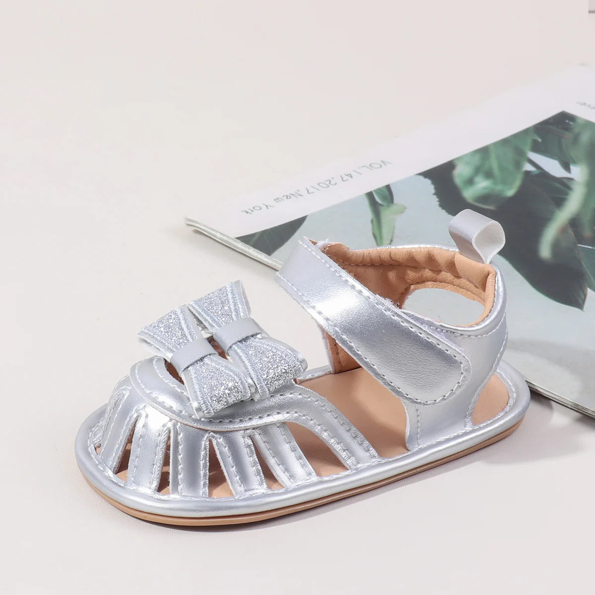 2025 Spring And Autumn Baby Girls First Walking Indoor Outdoor Toddler Shoes For 0-18M Baby Princess Sandal PU Leather TPR Sole