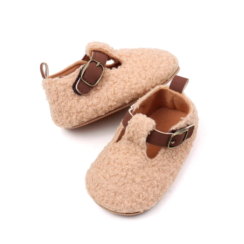 Winter Cute Baby Girl Boy Velvet Cotton Shoes Warm Plush Comfortable TPR Sole Anti Slip Solid High Quality Walking Shoes BMB4005