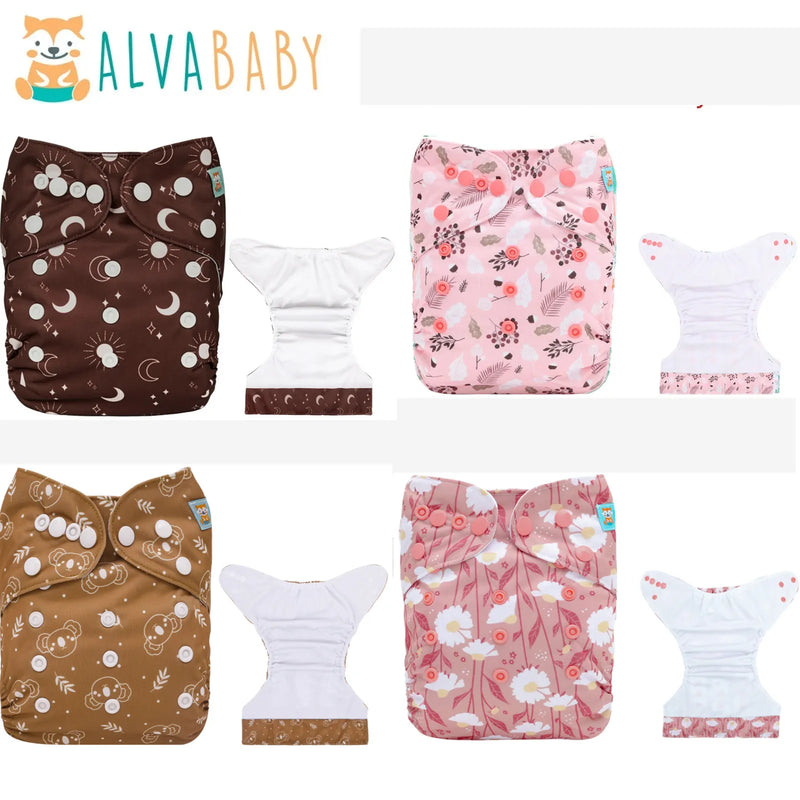 1pc ALVABABY AWJ Inner Summer Cloth Diaper for Baby Eco-friendly Cloth Nappy with Tummy Panel Reusable Baby Diaper Shell