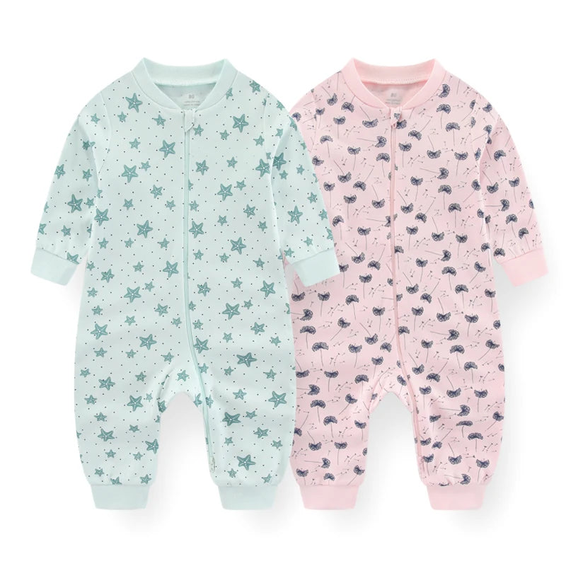 Kiddiezoom Four Seasons Cartoon Zipper Long Sleeve Baby Romper 100 Percent Cotton Fs01