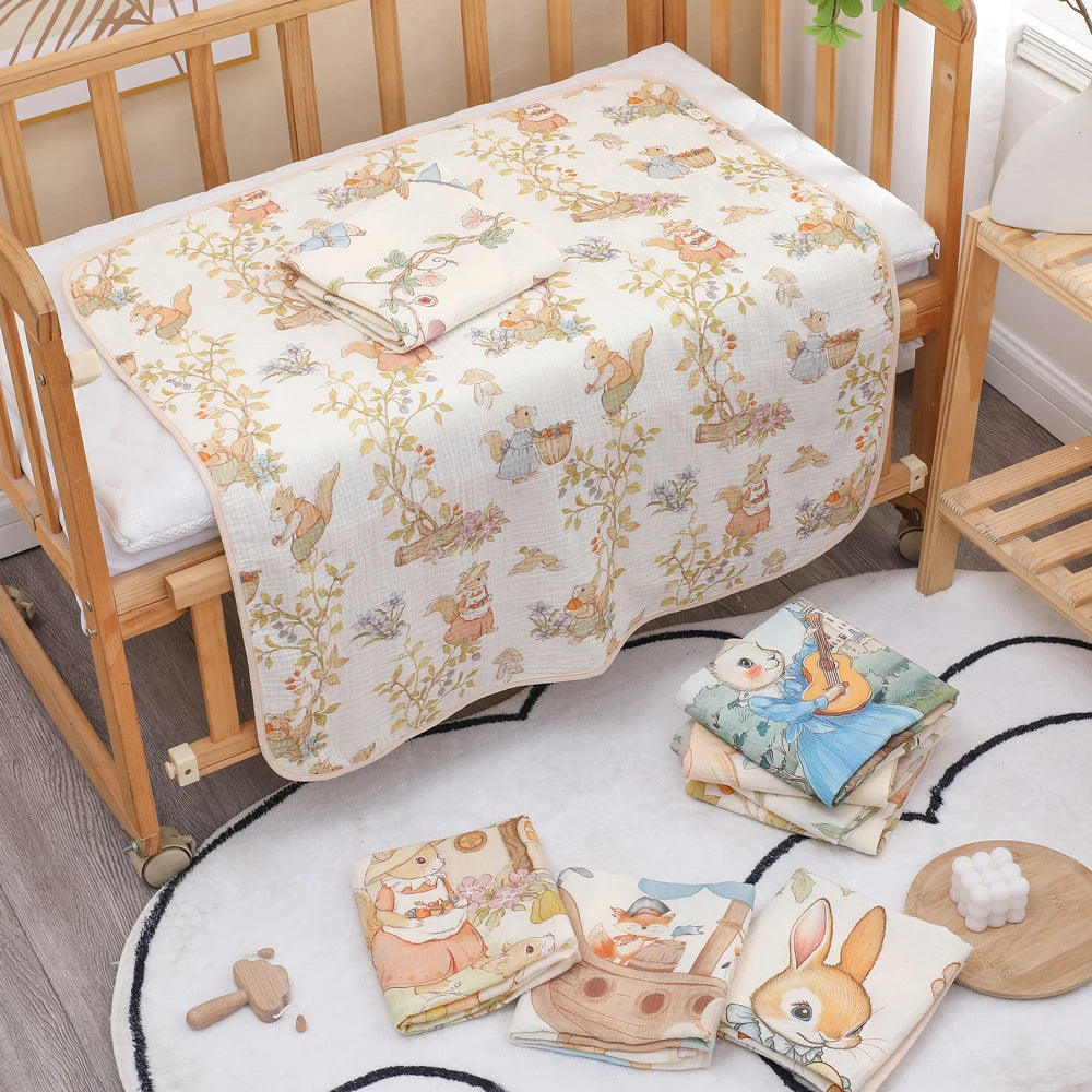 Cartoon baby bath towel, newborn swaddle blanket, baby wrap, children's coverlet