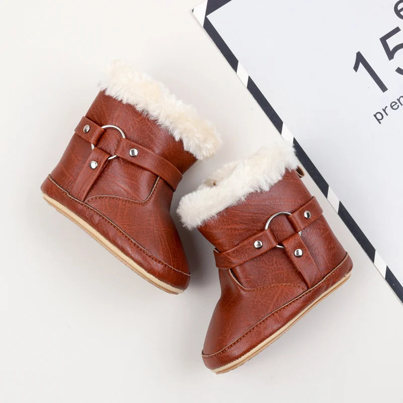 Hot Selling Winter Baby Boy And Girl Pre Walking Toddler Shoes Fashion Design Fleece-lined For 0-18M Baby Winter Cotton Boots