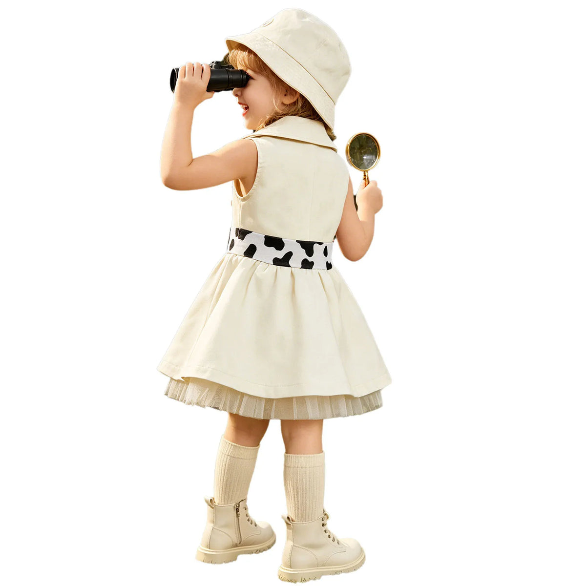 Toddler Baby Girls Zookeeper Suit Sleeveless Cute Animal Embroidery Tulle Dress Birthday Party Cake Smash Zoo Keeper Outfits