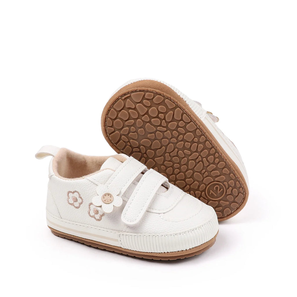 Spring and Autumn New Style Boys' and Girls' Baby Shoes Flower Pattern PU Casual Shoes 0-1 Years Old Learning Walkers Shoes