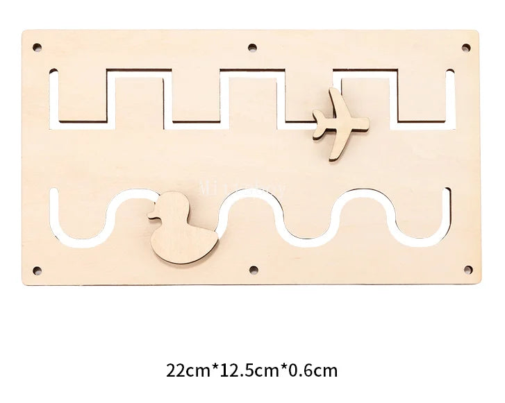Montessori Wooden Busy Board Educational Toy For Early Learning With Castle Gear Crocodile Zippers Geometric Puzzles