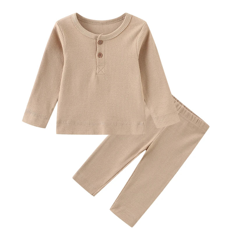 Kiddiezoom Autumn Winter Solid Long Sleeve Newborn 2pc Top and Pants Set KZAW2pc