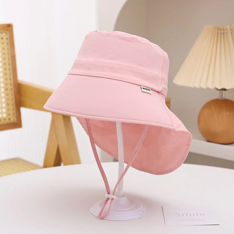 Children's Fisherman Hat Quick-Dry With Adjustable Drawstring 48-54cm Extra Large Brim Sun Hat