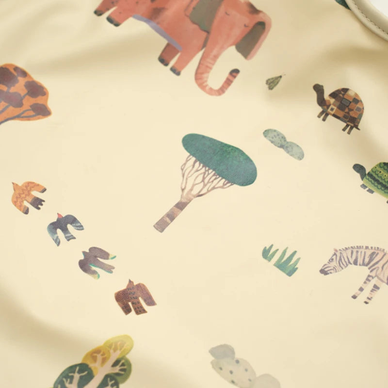 Long Sleeved Baby Feeding Bibs Cartoon Art Smock with Pocket Waterproof Children' Mealtime Dining Apron for Toddlers Boys Girls