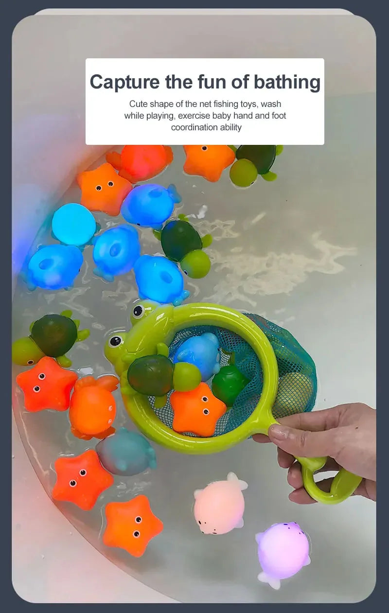 9pcs Floating Light Up Animal Bath Toy Safe PVC Material For Children 3-5 Years Old Perfect For Pools 195F