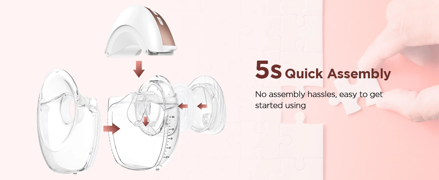 2pcs Hands Free Electric Breast Pump, Pain-Free, BPA-Free, Quick Installation 3 Modes and 12 Levels with 17/19/21/24 mm Flanges