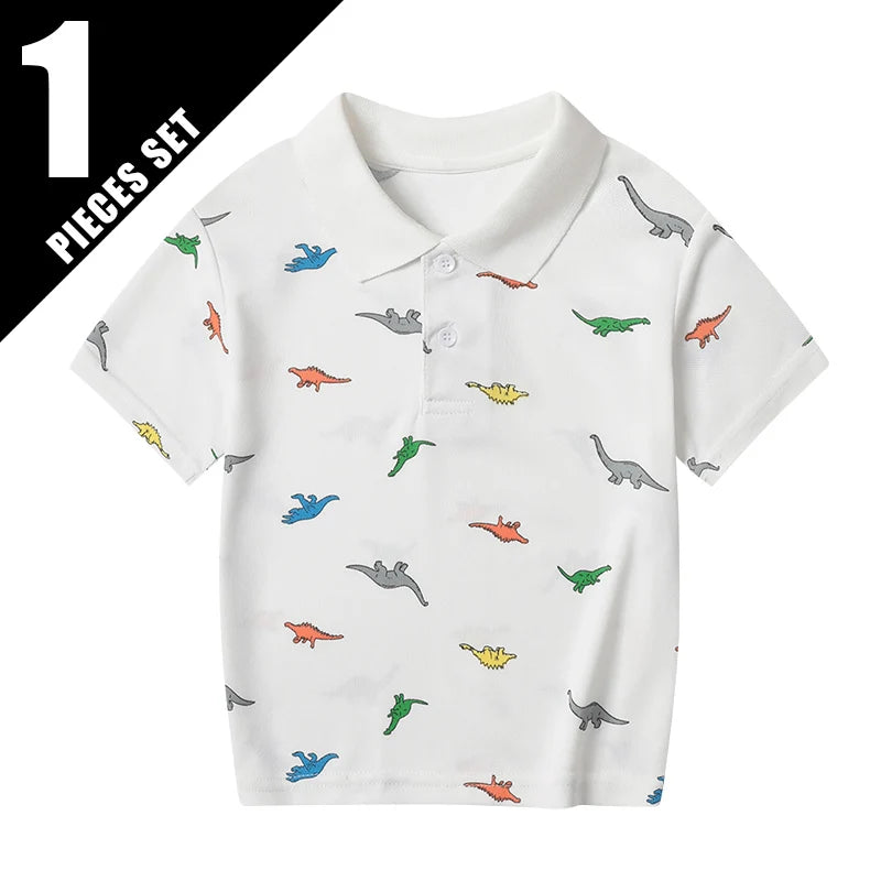 1/3 Pack Children's Summer Dinosaur Printed Multicolor POLO Shirt Boys Casual Fashion Prince T-shirt Joker Comfortable Lapel T