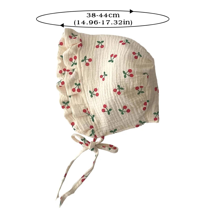 0-12Month Newborn Floral Ear Protection Hat Princess Girl Palace Hats Spring Summer Baby Sunshade Visors Flower Print Infant Cap