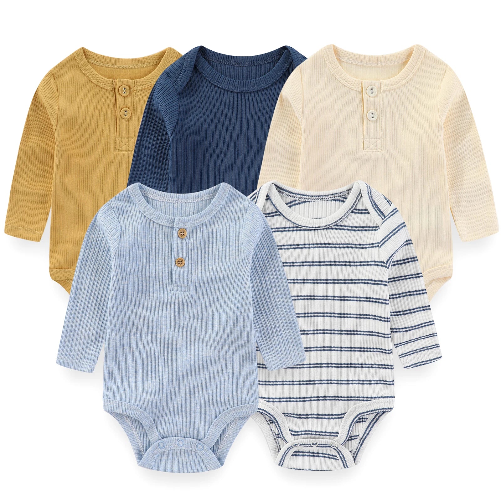5 PCS/Lot Baby Long Sleeve Bodysuits Fashion Newborn Boys Girls Onesies Four Seasons Infant Clothes 0-12 Months Outfits