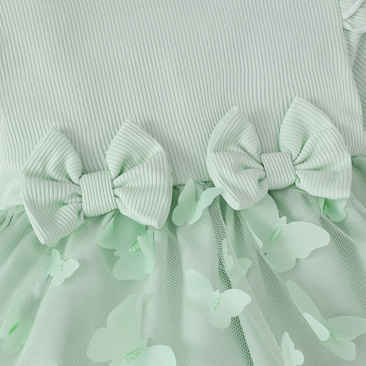 Baby girl 2Pcs/Set Autumn Dress Flying sleeves and Bow tie Princess Dress for 0-3 Year old Baby girls' Birthday Party Costumes