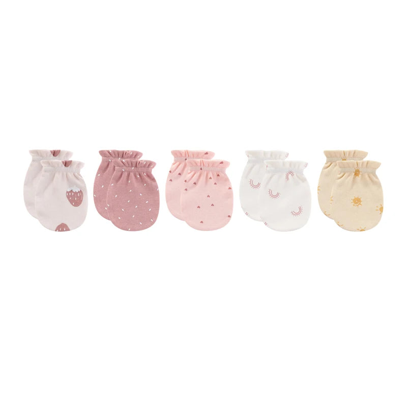 Kiddiezoom Newborn Gloves 0-6M 4/5 Pairs 100 Percent Cotton Breathable Baby Mittens For Newborns