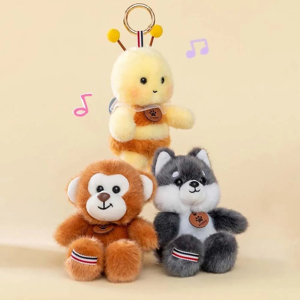Kawaii Animal Lion Doll Cute Jumping Series Plush Pendant Rhinoceros Sloth Panda Monkey Toy Bee Husky Crocodile Super Soft Kids