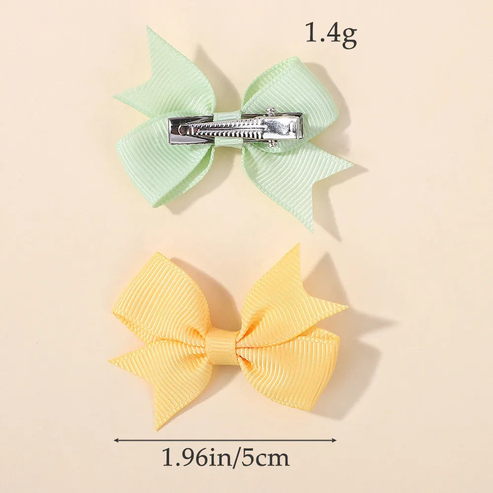 24Pcs/set Kids Cute Mini Ribbon Hair Bows Hair Clip for Girls Hair Bangs Safety Barrette Kids Boutique Hairpins Set