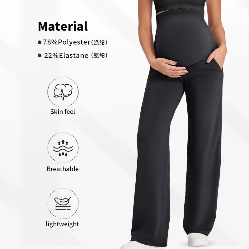 New Maternity Women Pants Solid Spring Autumn Wide-legged Pants High-waisted Loose Pants Casual Straight Pants Pregnant Clothing