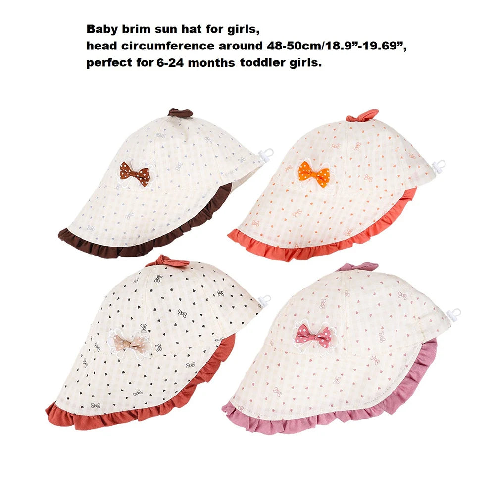 New Panama Summer Bowknot Baby Sun Hat for Girls Wave Big Brim Toddler Bucket Hats Baby Beach Sun Hat Kids UV Protection Cap