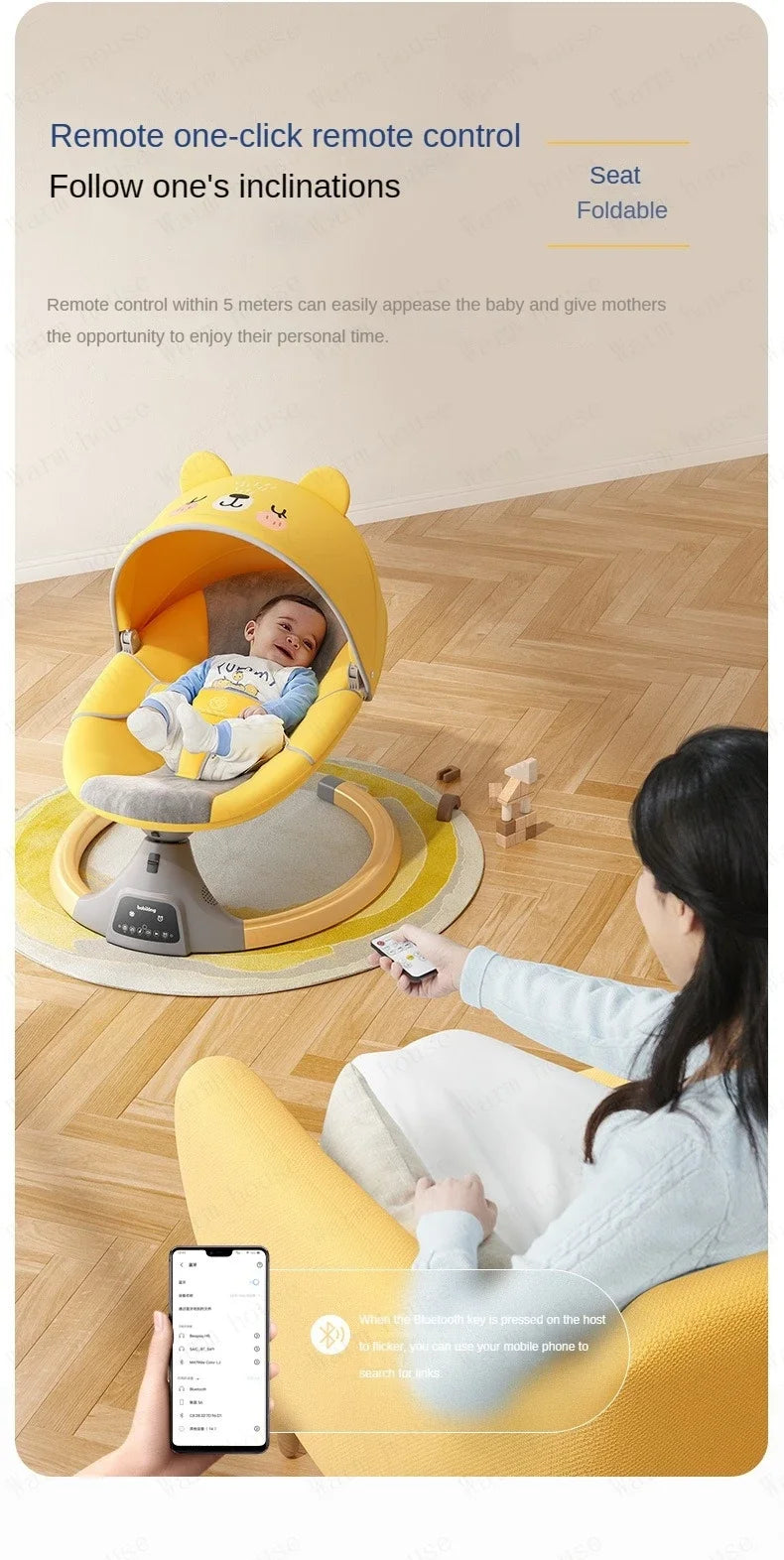 Electric Automatic Baby Rocking Cradle - Modern Newborn Sleep Aid Swing