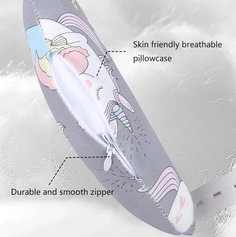 Baby Pillow Newborn Soft Breathable Crescent-shaped Pillows Cartoon Print Neck Correction Pillow for Baby Infant 1-3 Years