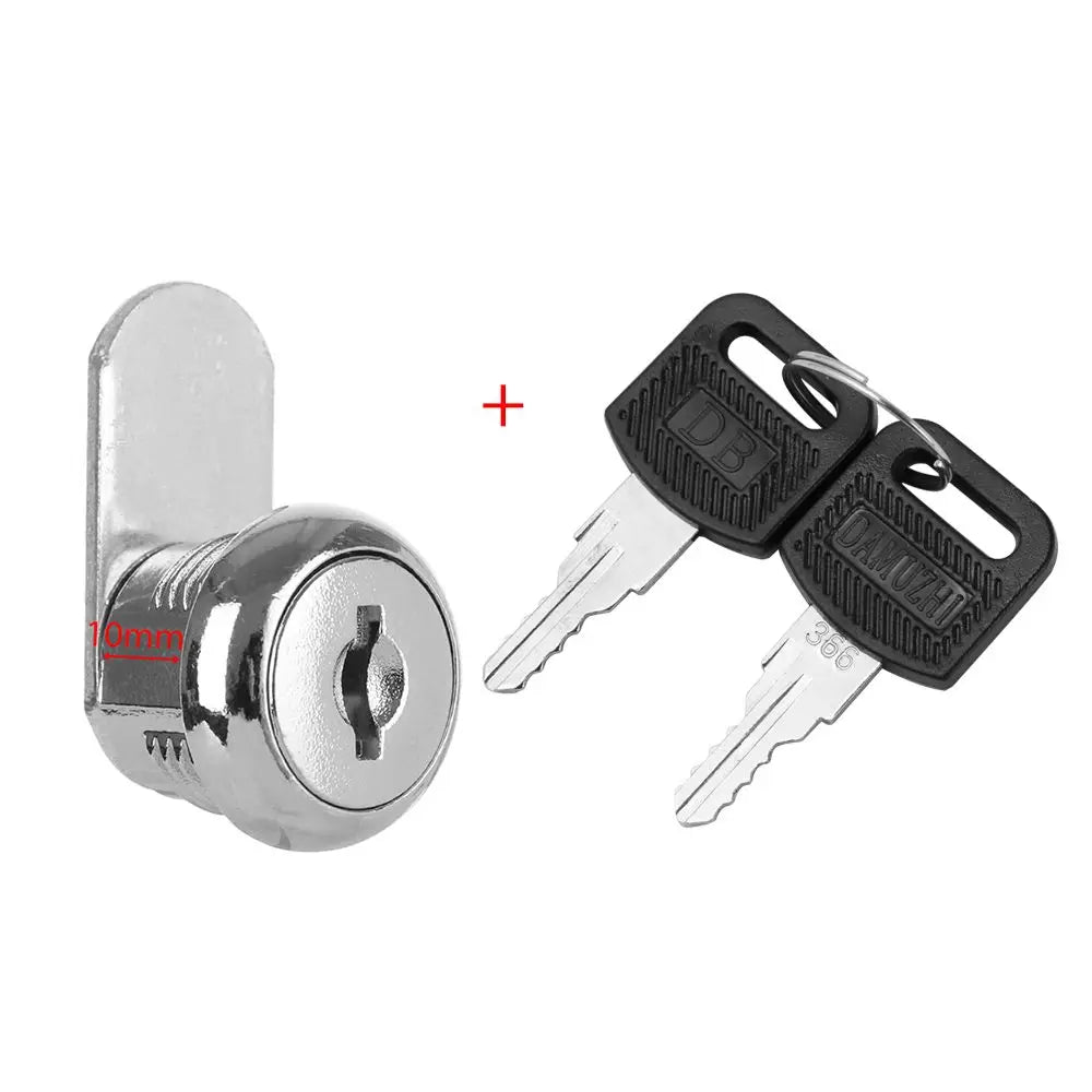 Zinc Alloy Cabinet Cam Lock with 2 Keys - 10-30mm Sizes