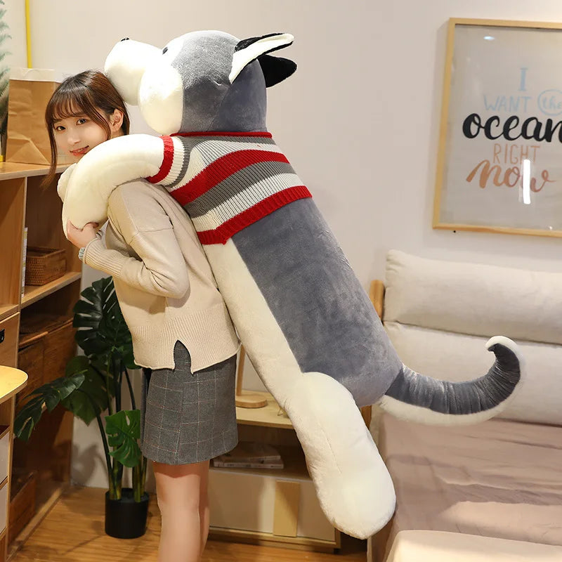 Hot New Huggable Giant Dog Plush Toy Soft Stuffed Husky Long Pillow Cartoon Animal Doll Sleeping Cushion Home Decor Kids Gift
