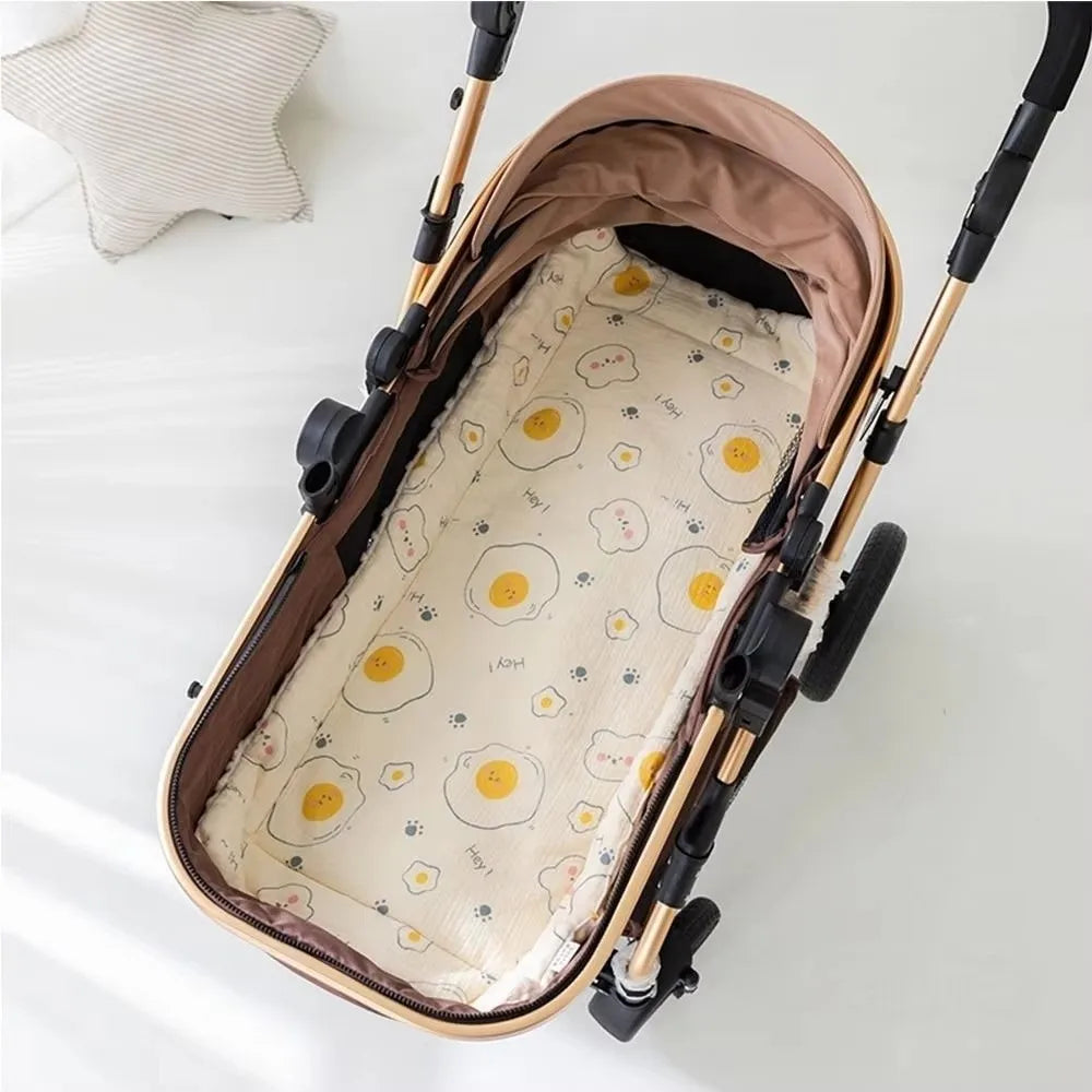 Washable Cartoon Baby Stroller Cushion Rainbow Rabbit Trolley Mattress Cotton Flower Baby Seat Cushion Toddler