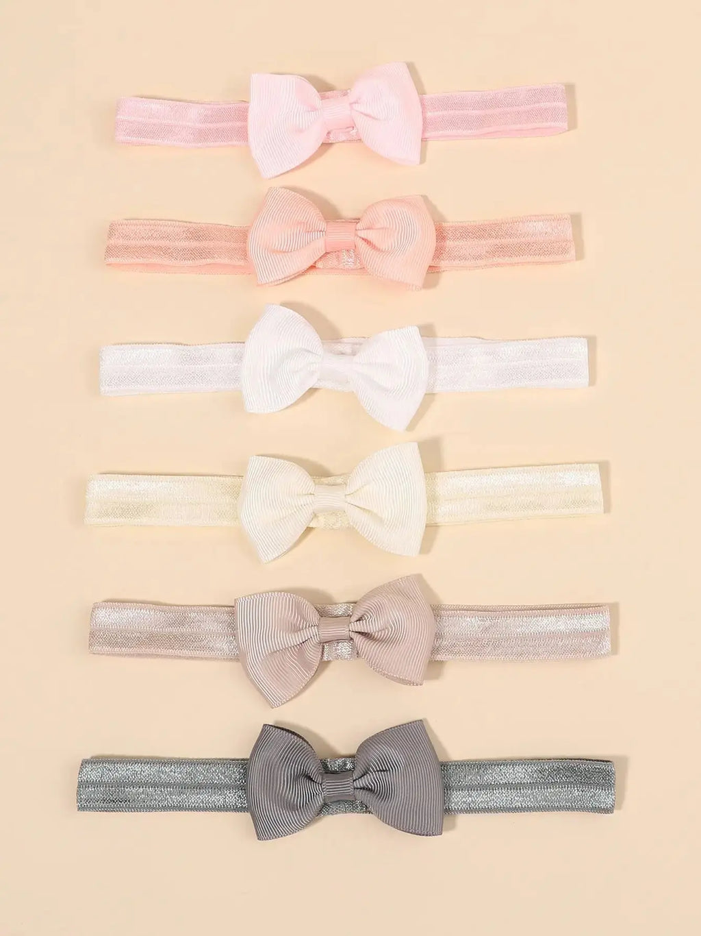 6-10Pcs Solid Color Grograin Ribbon Bowknot Headband for Baby Girls Headwear Elastic Hair Bands Infant Hair Accessories