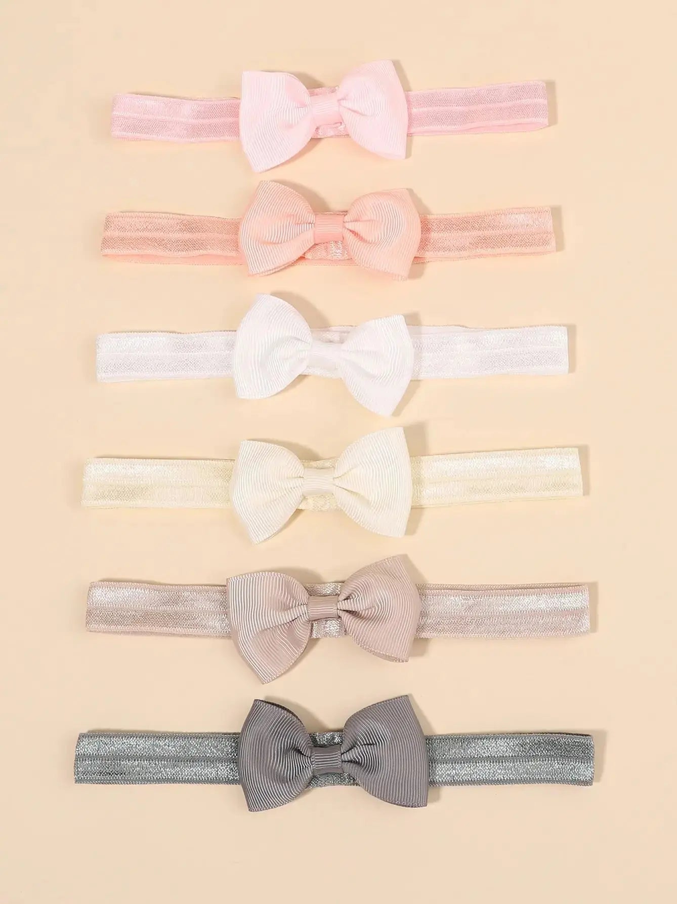 6-10Pcs Solid Color Grograin Ribbon Bowknot Headband for Baby Girls Headwear Elastic Hair Bands Infant Hair Accessories
