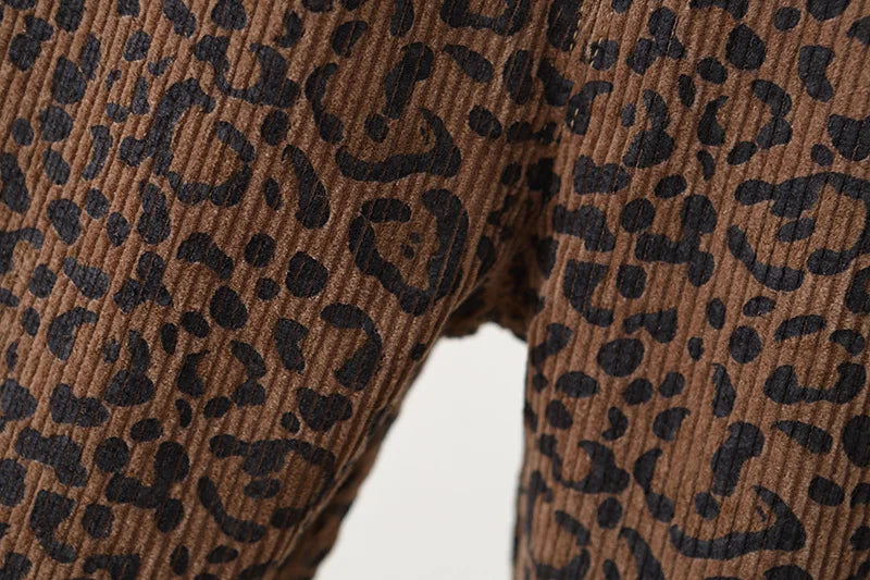 2026 Autumn 1-4T Kids Clothes Corduroy Girls Overall Leopard Print Boys Jumpsuits Children Playsuit