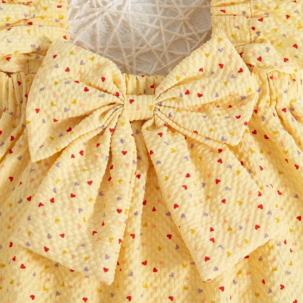 2pc/Set Baby Girl Set Summer Love Polka Dot Bow Top Shorts Girls' Clothing Cute Beach Children's Set