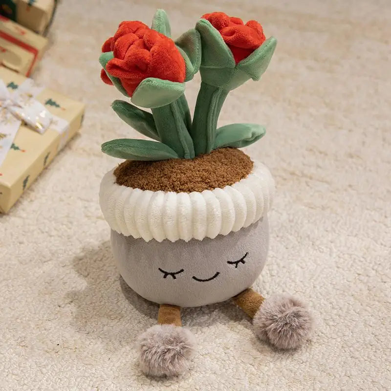 Lifelike Tulip Plush Plant Decor Toy Soft Doll Pendant Kawaii Pillow For Bookshelf Display Model 0000