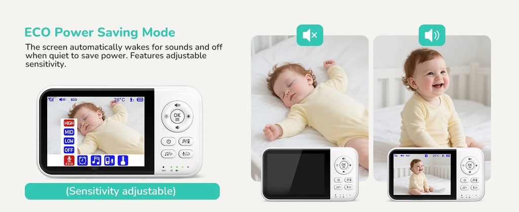 Baby Monitor with Camera and Night Vision 3.2 Inch Screen 2-Way Audio Temperature Sensor 2X Zoom Lullabies Feeding Reminder 22H