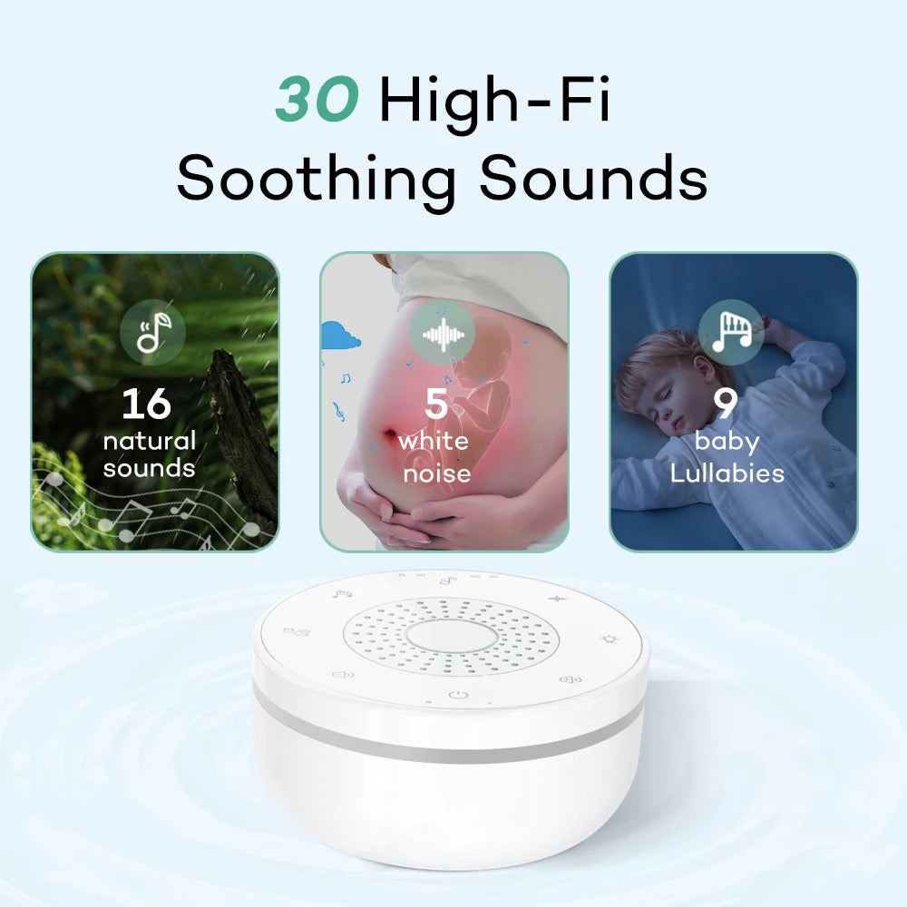 9 Baby Lullabies 15/30/60 min Timer White Noise Machine Mini Baby Sleep Machine Built-in Night Light for Baby Kids Adults