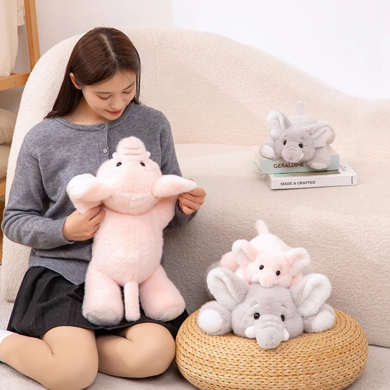 Fluffy Cute Nordic Style Plush Elephant Toy Lovely Lying Elephant Appease Toy Stuffed Soft For Girls Xmas Gift