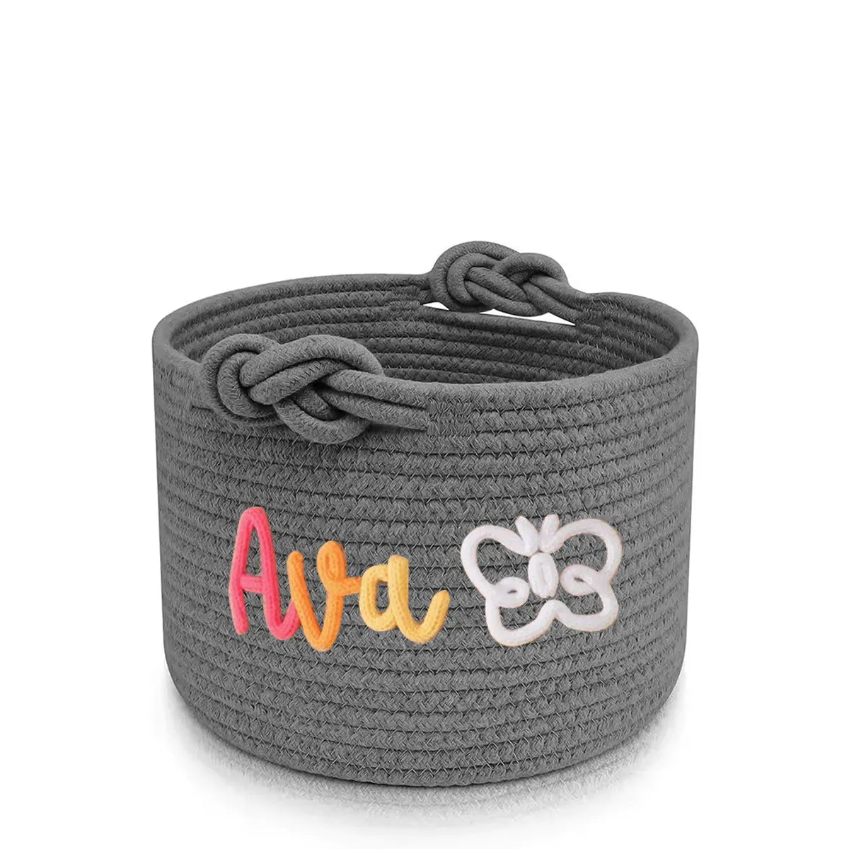 Personalized Woven Storage Basket with Letter – Custom Star Sun Moon Gift Basket