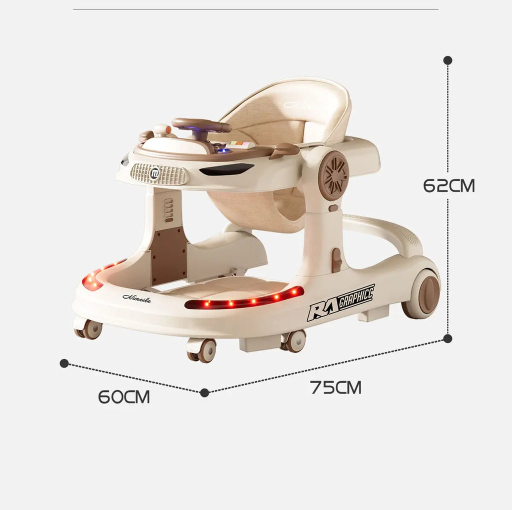 Baby Walker 4 in 1 Adjustable Height Anti Rollover Push Toy Foldable Activity Center for Infant Toddler 6 to 18 Months